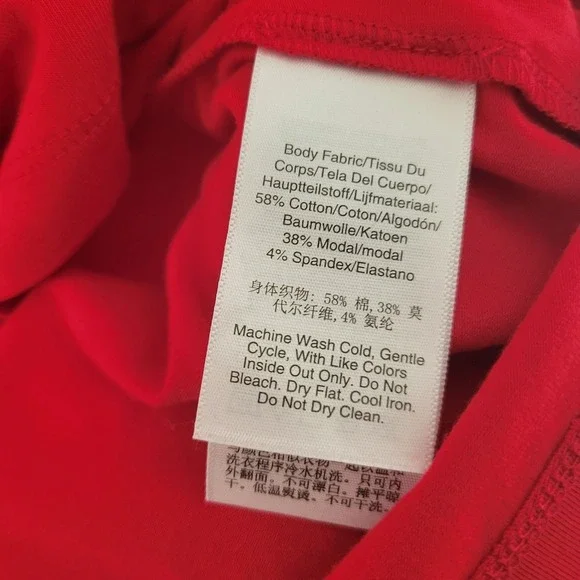 DKNY Women T-Shirt Red Sequined Shiny Short Sleeve NWT Size Medium Casual Logo - Picture 8 of 9